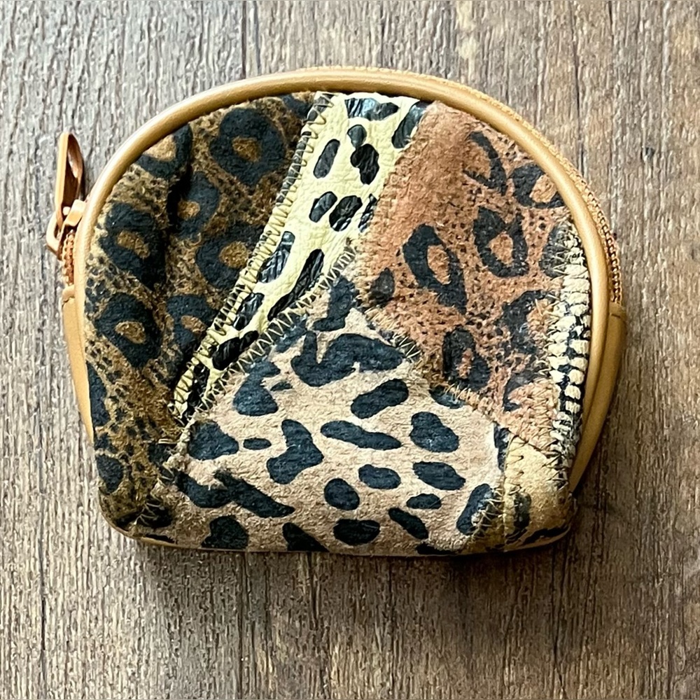 Allen Edward’s 3 pc vintage leather patchwork animal print travel cosmetics bags - Picture 5 of 9